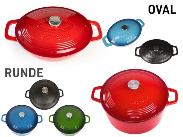 rund in Blau, Rot, Grün und Mattschwarz, oval in Blau, Rot und Mattschwarz.