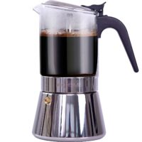 Espresso maker Glass and Stainless Steel Moka pot Coffee Maker 12.17 oz (0.36L)