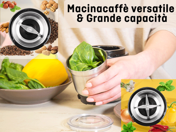 Macinacaffè e spezie VeoHome che mostra il risultato perfetto della macinatura del caffè.